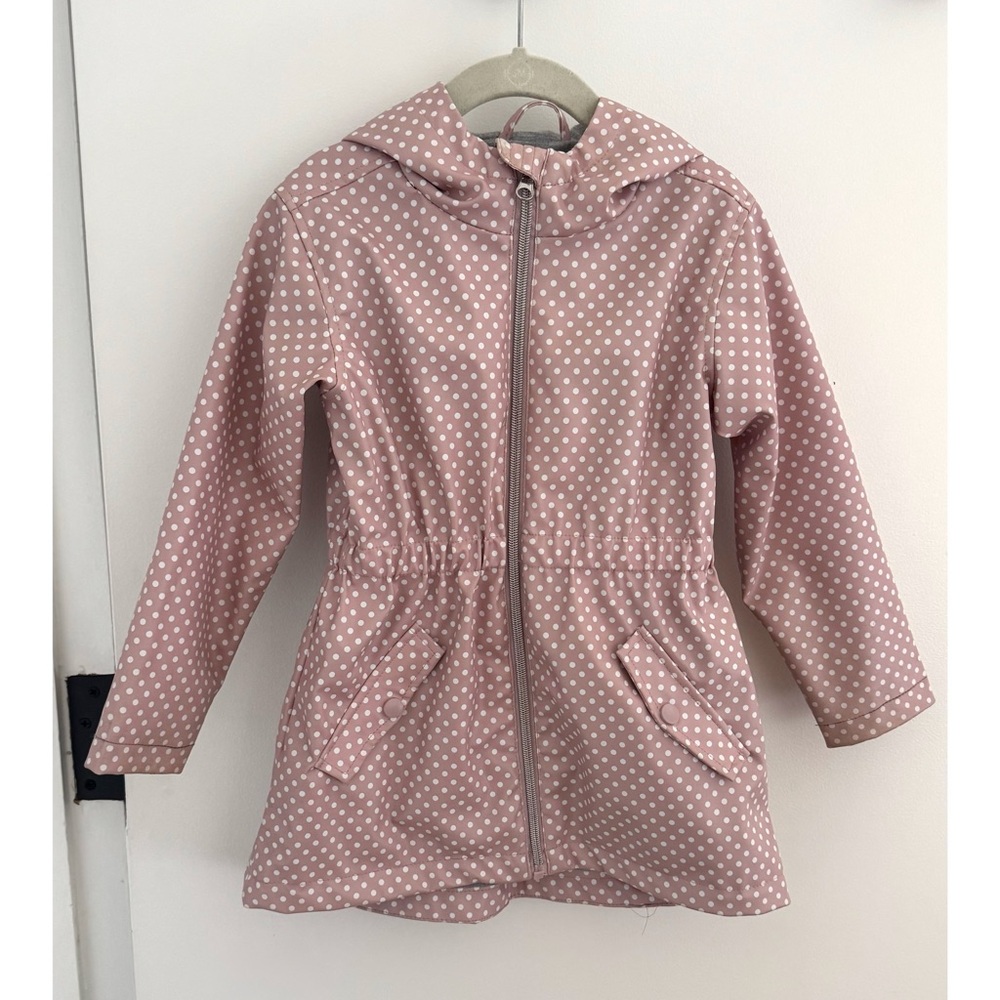 C&C California Pink Polka Dot Hooded and Lined Kids Raincoat Jacket